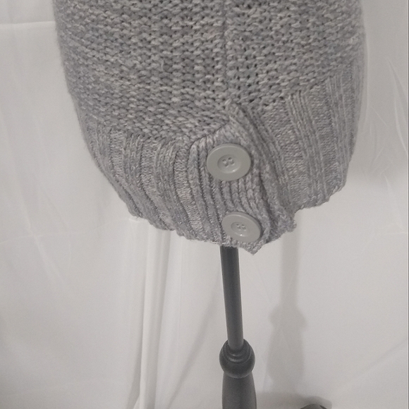 NWOT Sweater Project Heather Gray Short Sleeve Button Down Cowal Neck Sweater - Picture 10 of 11